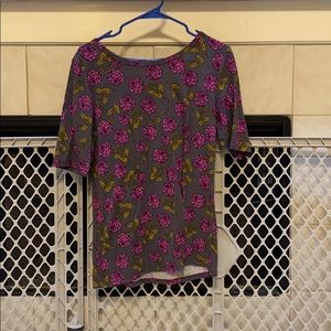 LulaRoe Irma XL Dark grey with purple roses